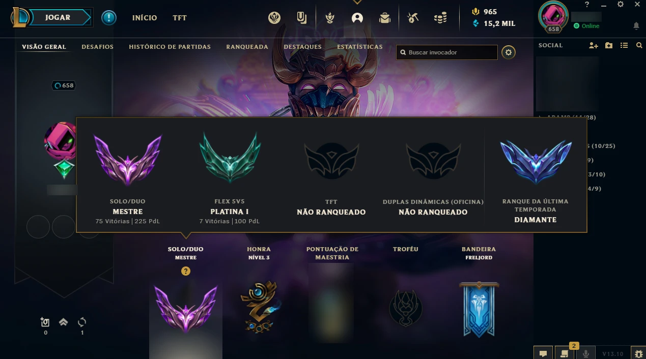 Conta Mestre 220 Pdl - 60% Winrate - Único Dono! - League Of