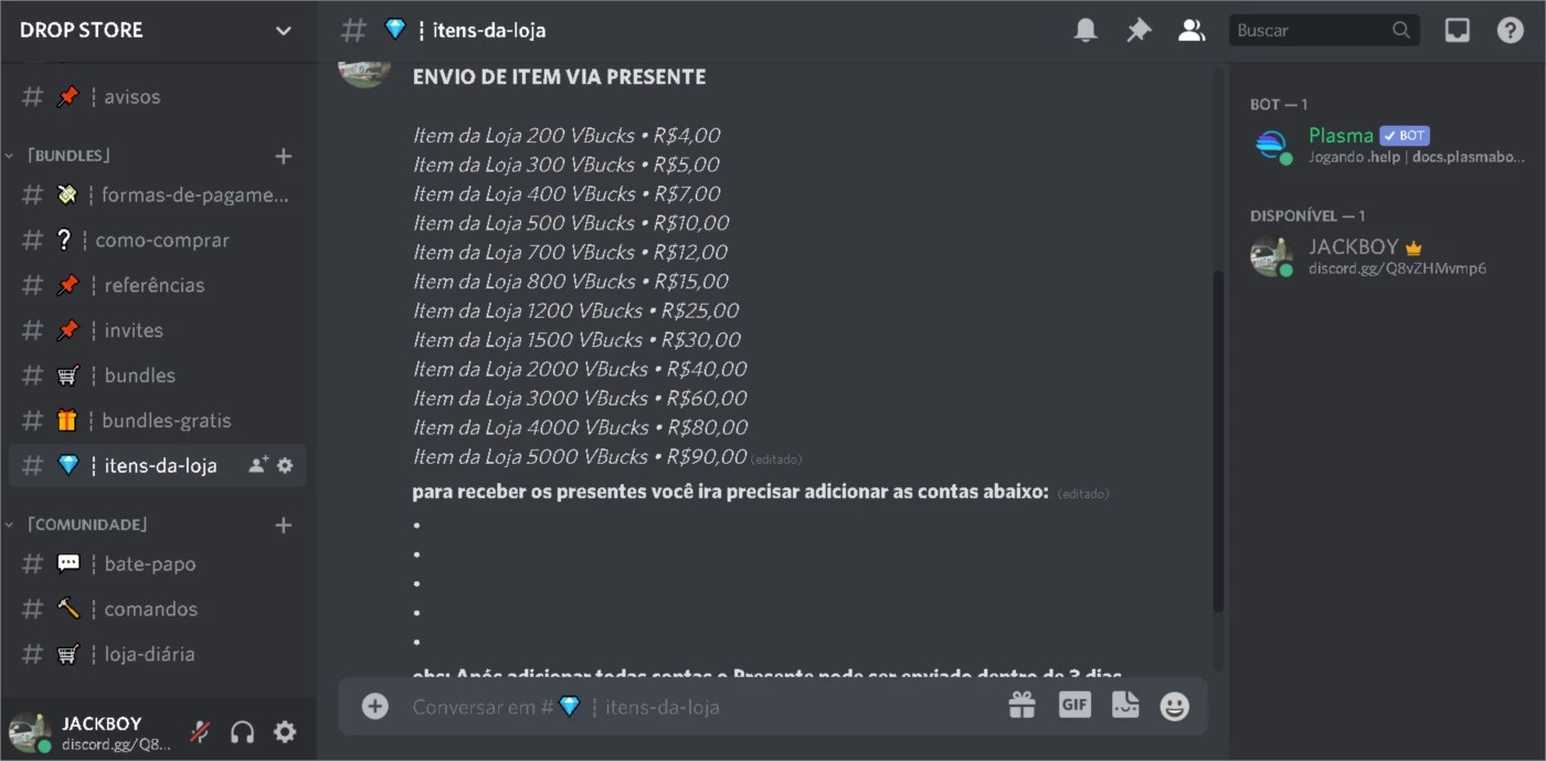 Desapego Games - Cursos e Treinamentos > FORNECEDORES DE CONTAS FORTNITE  VIA TELEGRAM + DISCORD (24 HORAS) +DE 11