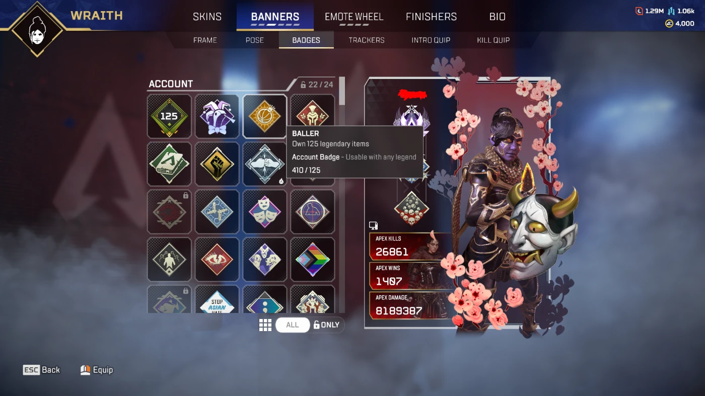 Apex Main Wraith 28K De Kills Com 7 Heranças E 410 Lendarios Apex