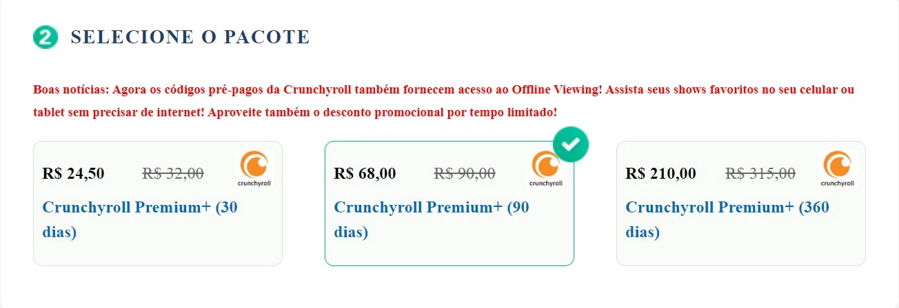 Vale Presente Crunchyroll Premium Gift Card Compare os preços