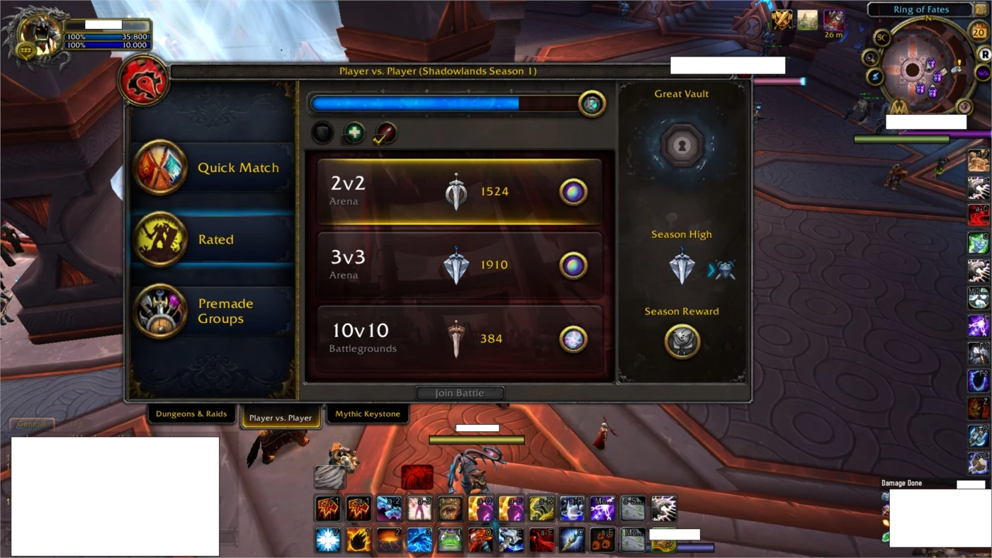 Conta Wow 1800+ Rating - 221 Ilvl - Warrior E Shaman - Blizzard - DFG