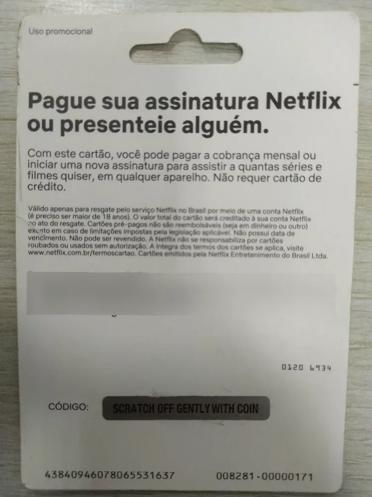 Cartão Assinatura Netflix R$ 150 Reais - Envio Na Hora