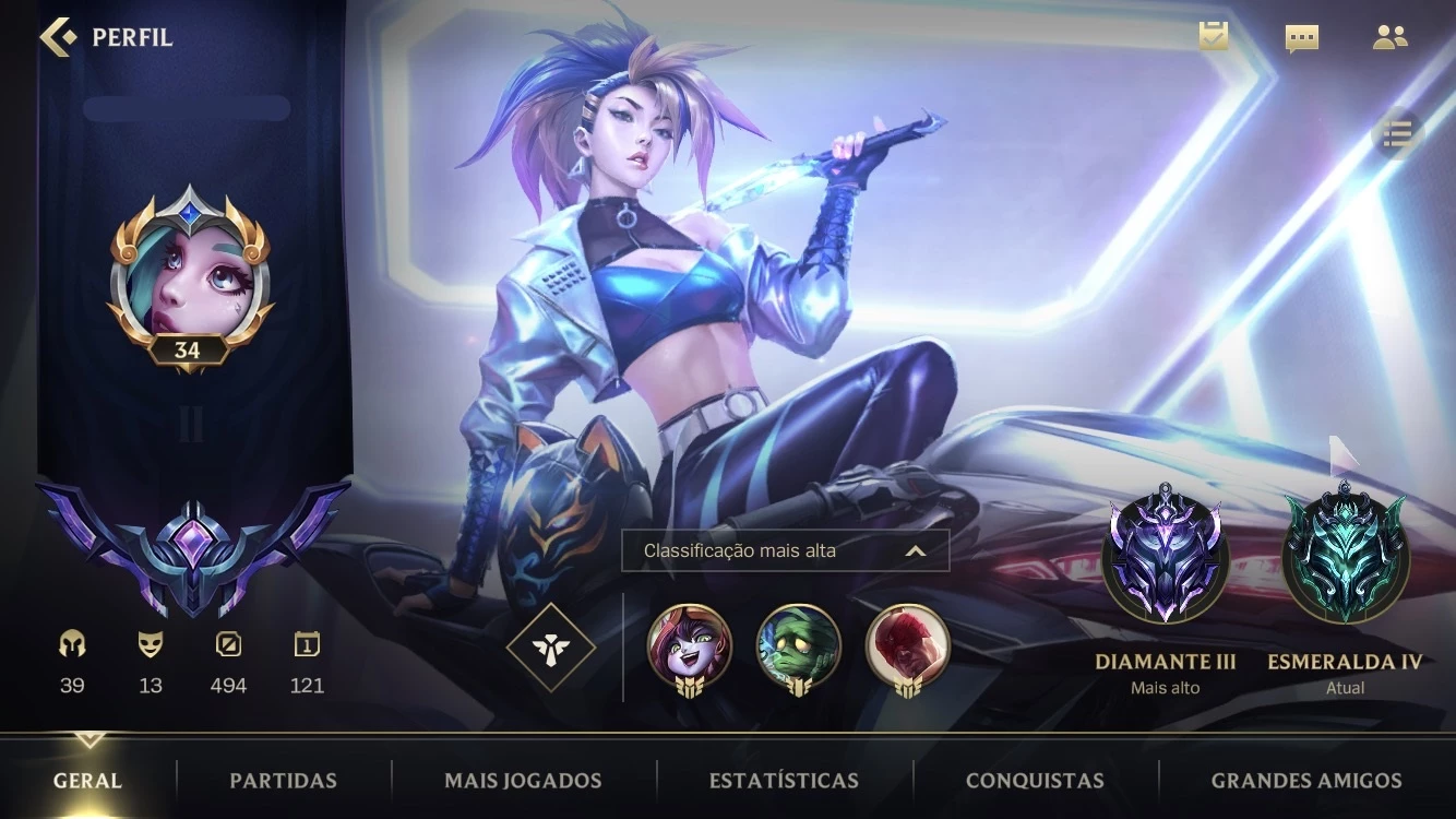 Esmeralda Iv 64,2% Win Rate + 12 Skins + 38 Campeões + Passe