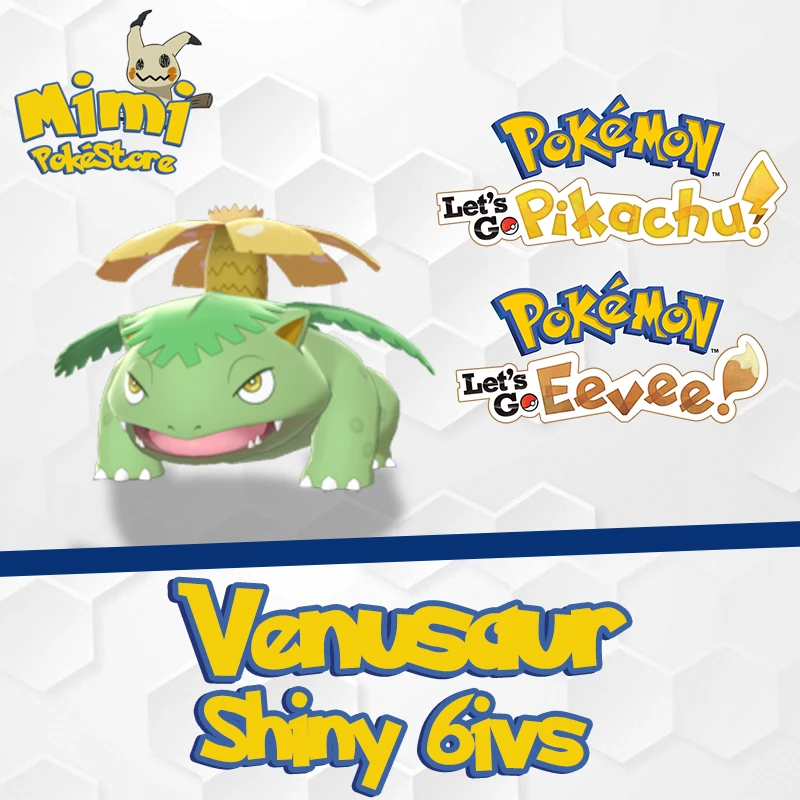 Venusaur Ou Bulbasaur Shiny - Pokémon Let's Go Pikachu Eevee - Outros - DFG