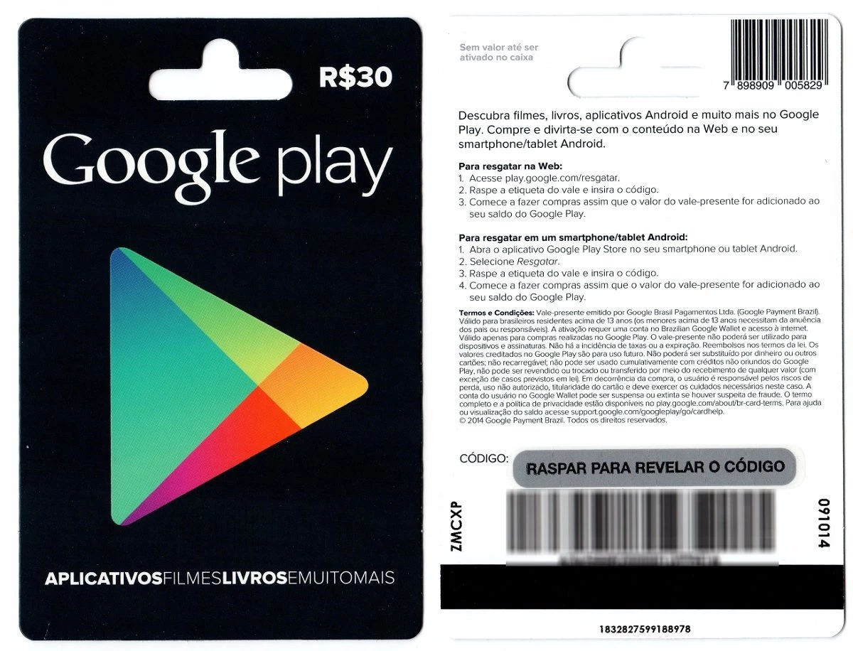 Comprar Google Play Cartão Presente (BR) Android Game Card