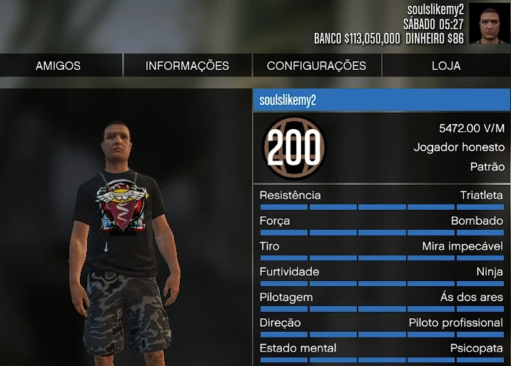 Upo Conta Gta 5 Level 200 E +100 Milhoes De Dinheiro - DFG