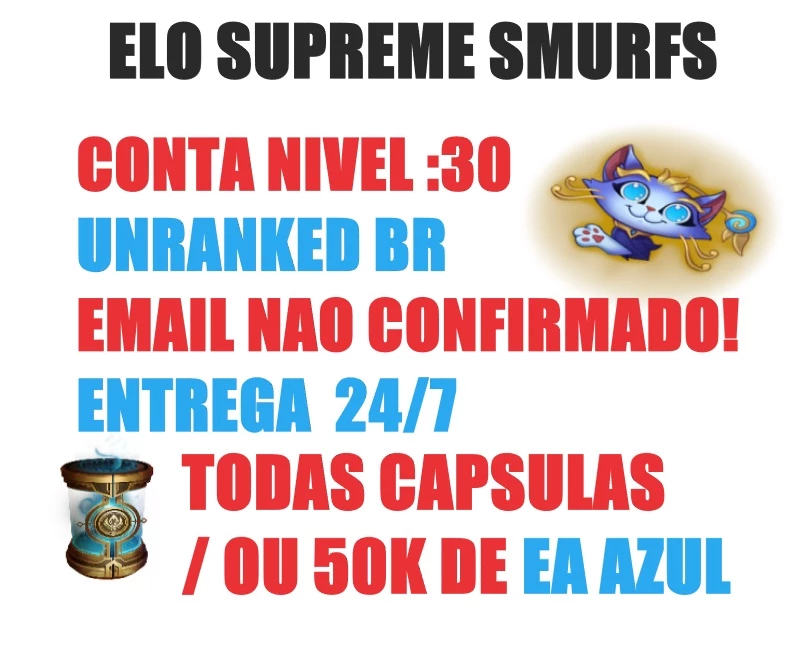 Conta Smurf Unranked Até 60.000 De Essência Azul - League Of Legends Lol -  DFG