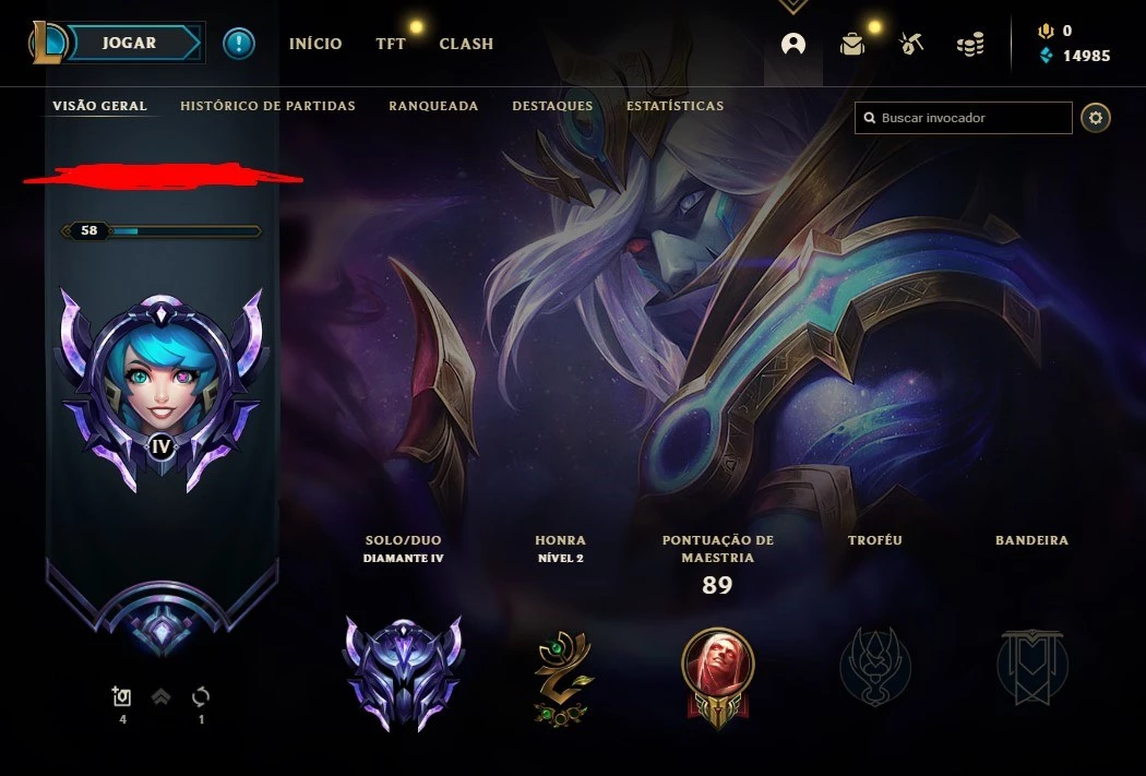 Conta De Lol League Of Legends High Elo Alto Diamante Mestr - DFG