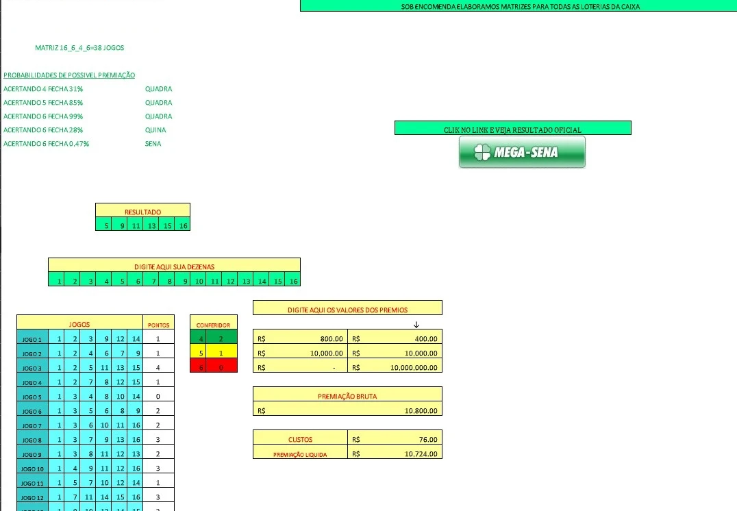 Planilha Megasena - Guia do Excel