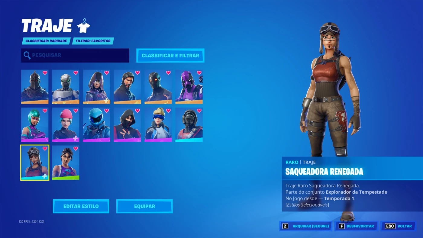 Fortnite > CONTA FORTNITE RENEGADE RAIDER + QUASE TODAS AS EXCLUSIVAS