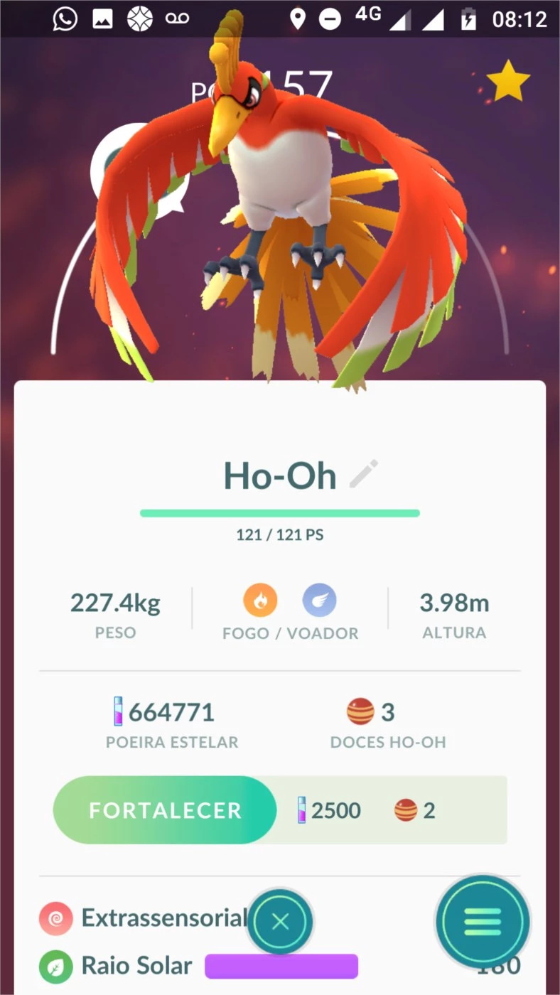 Ho-Oh Pokémon Go - (Leia A Descrição) Lendário Pc 1900+ Hooh