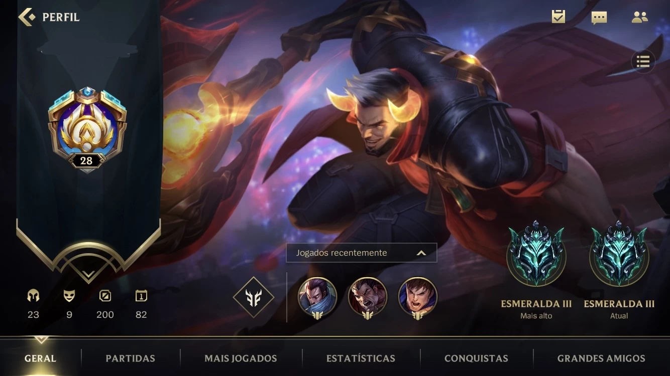 Esmeralda Iii 61% Win Rate + 10 Skins + 23 Campeões + Passe