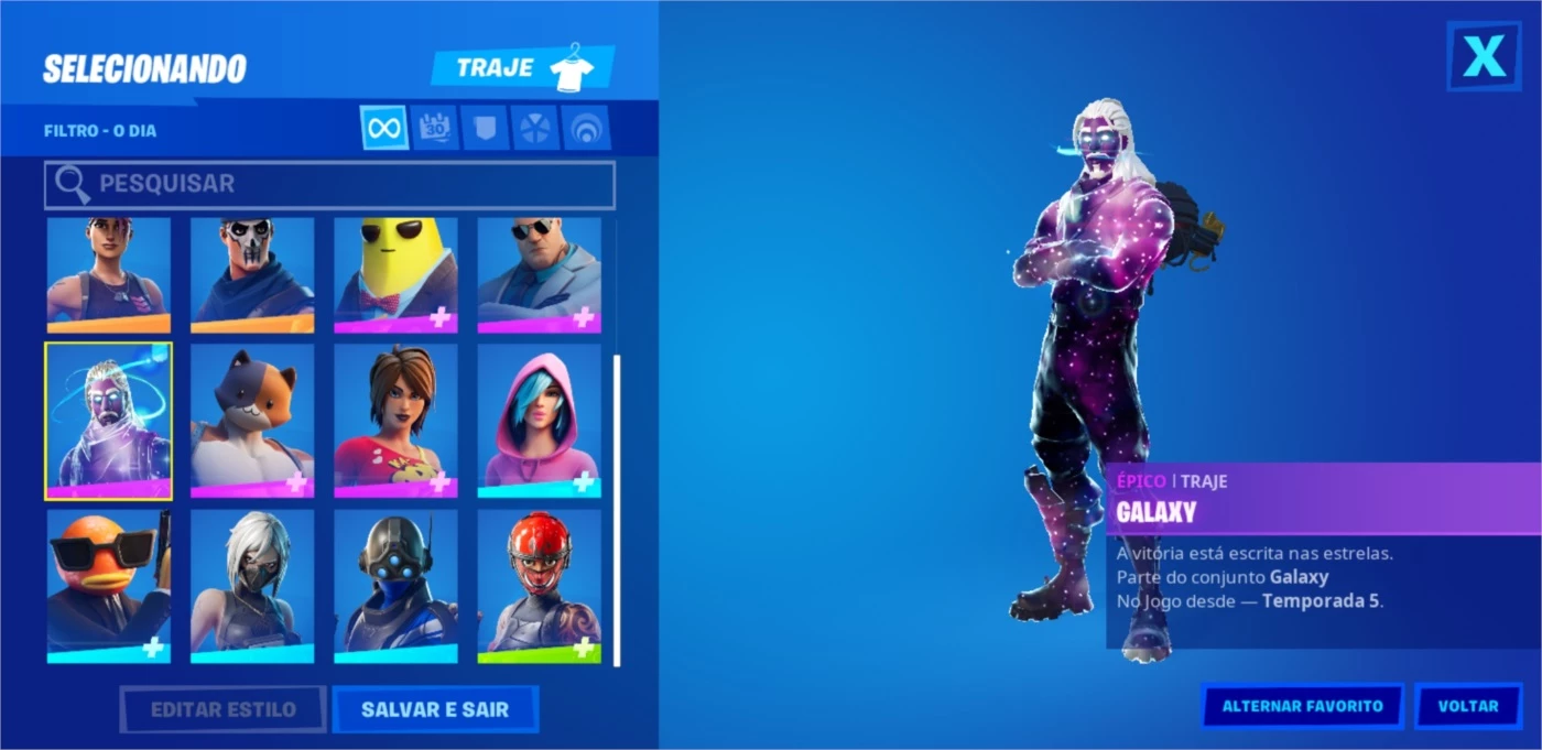 Conta Fortnite Skin Galaxy Rara + Temporada 3 Completa