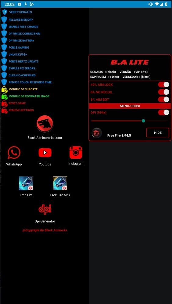 ✓ Regedit Mobile/Pc - Free Fire - Vitalício ✓ Lite - DFG