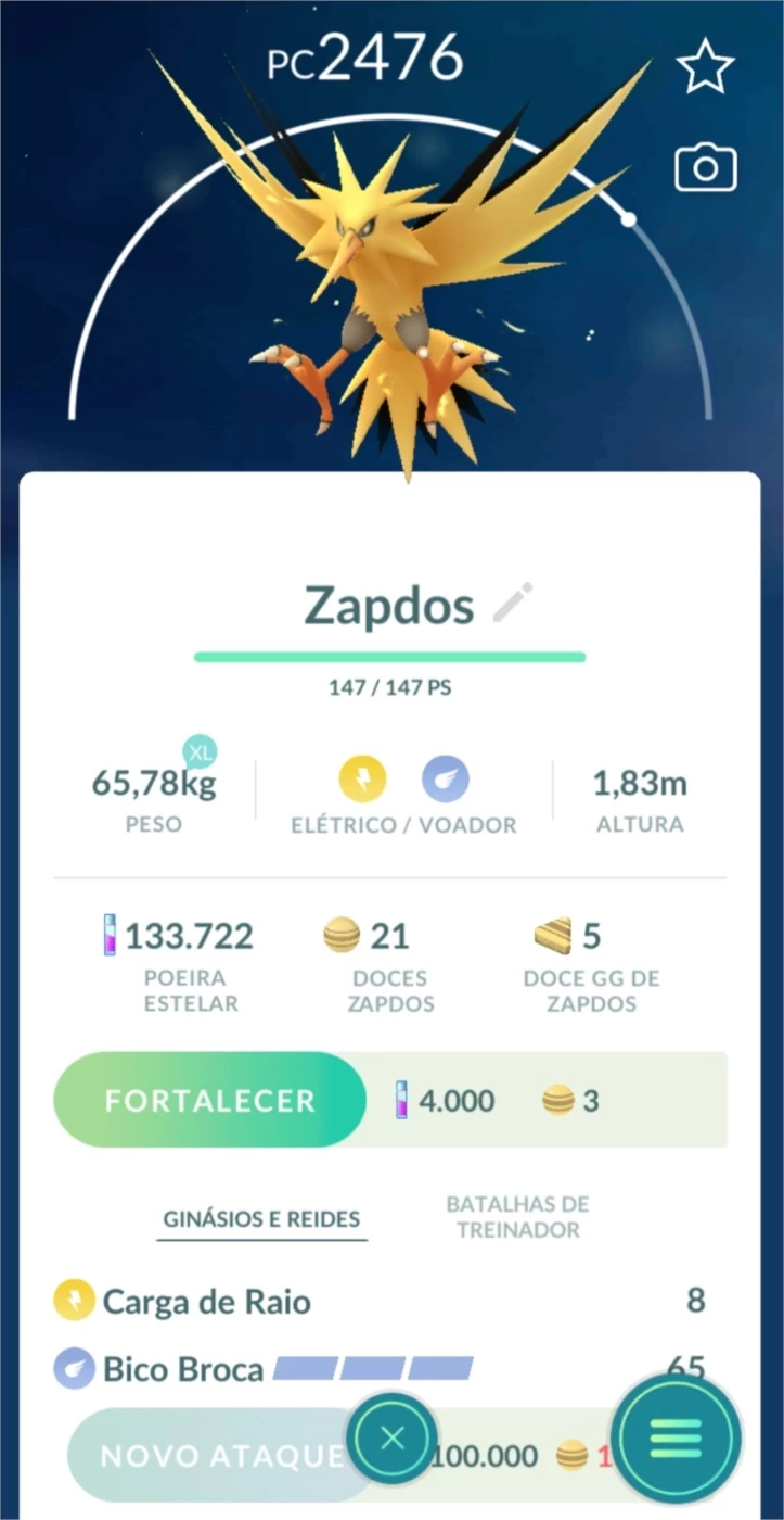 Carta Pokémon Lendário Zapdos Pokémon Go