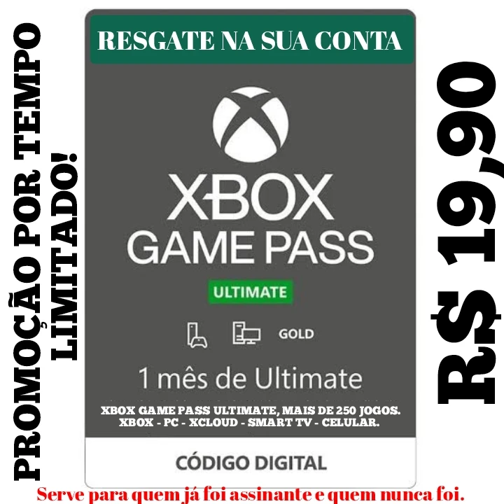 Xbos Game Pass Ultimate 1 Mês Código De 25 Digitos - Assinaturas E Premium  - DFG