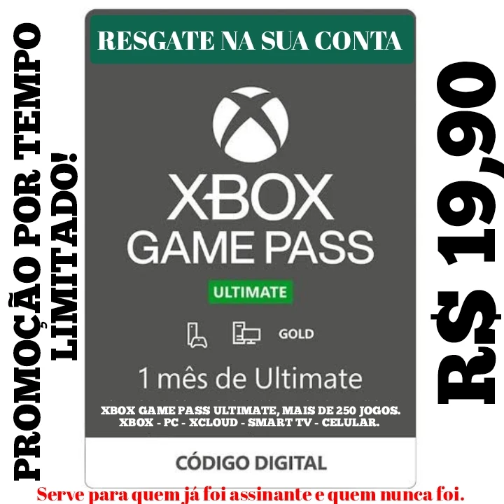 Xbox Game Pass Ultimate 1 Mês Promoção - Assinaturas E Premium - DFG