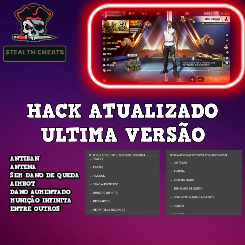 COMO BAIXAR E INSTALAR HACK NO FREE FIRE ATUALIZADO EM 2023 DE CAPA (LINK  DIRETO) MOD MENU FFH4X 