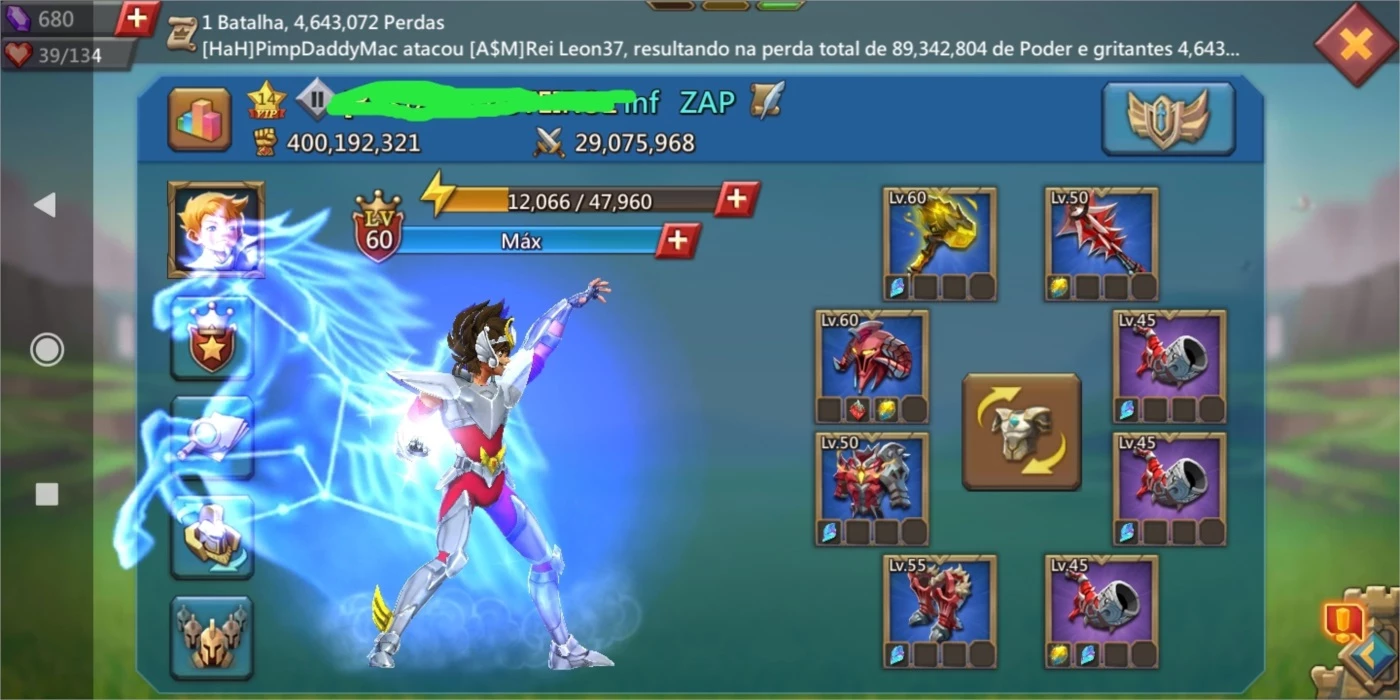 Conta148m De Poder/Altar Lvl 25 / 372K De Diamantes - Lords Mobile - DFG