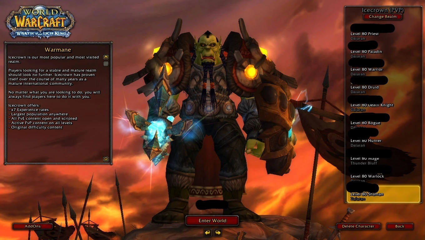 Conta World Of Warcraft Servidor Warmane 10 Personagens - Blizzard