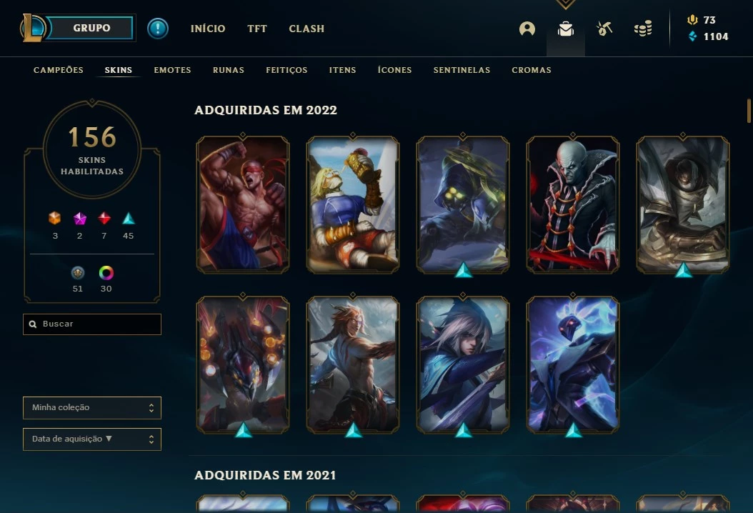 Conta Lol Tier Mestre, 213 Skins - League Of Legends - DFG