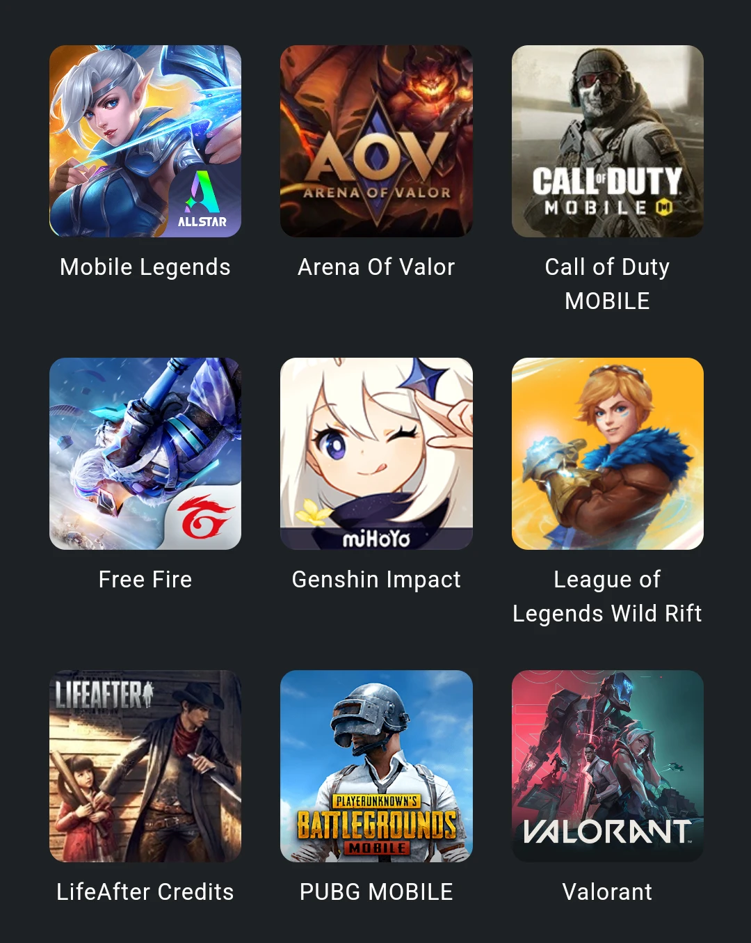 Top Up All Games - Mobile Legends - DFG