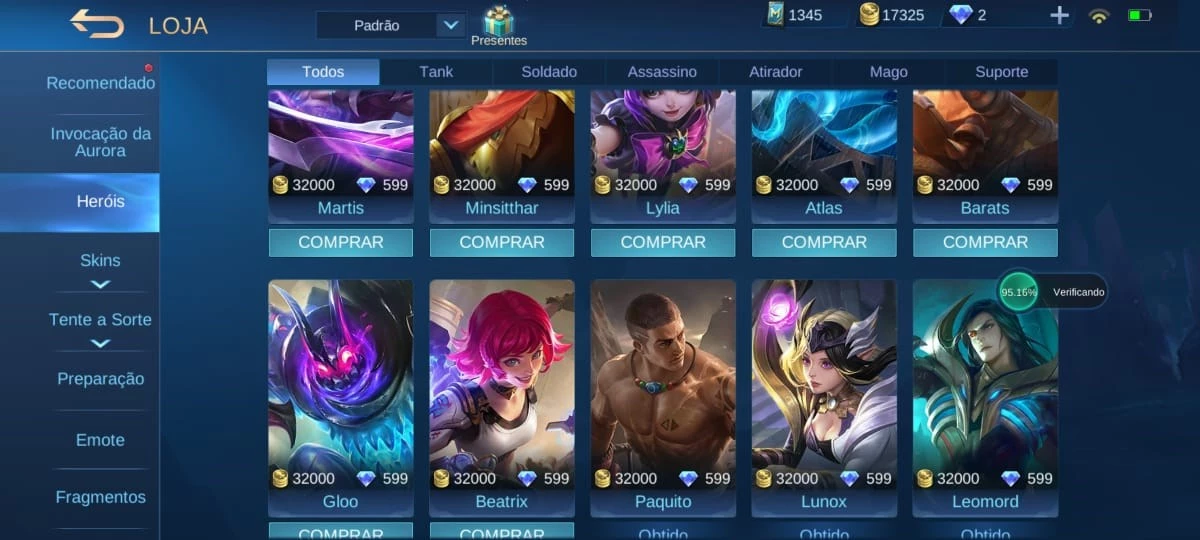 Conta Pro-Player (Mpl) + 646 Skins + Servidor Avançado - Mobile