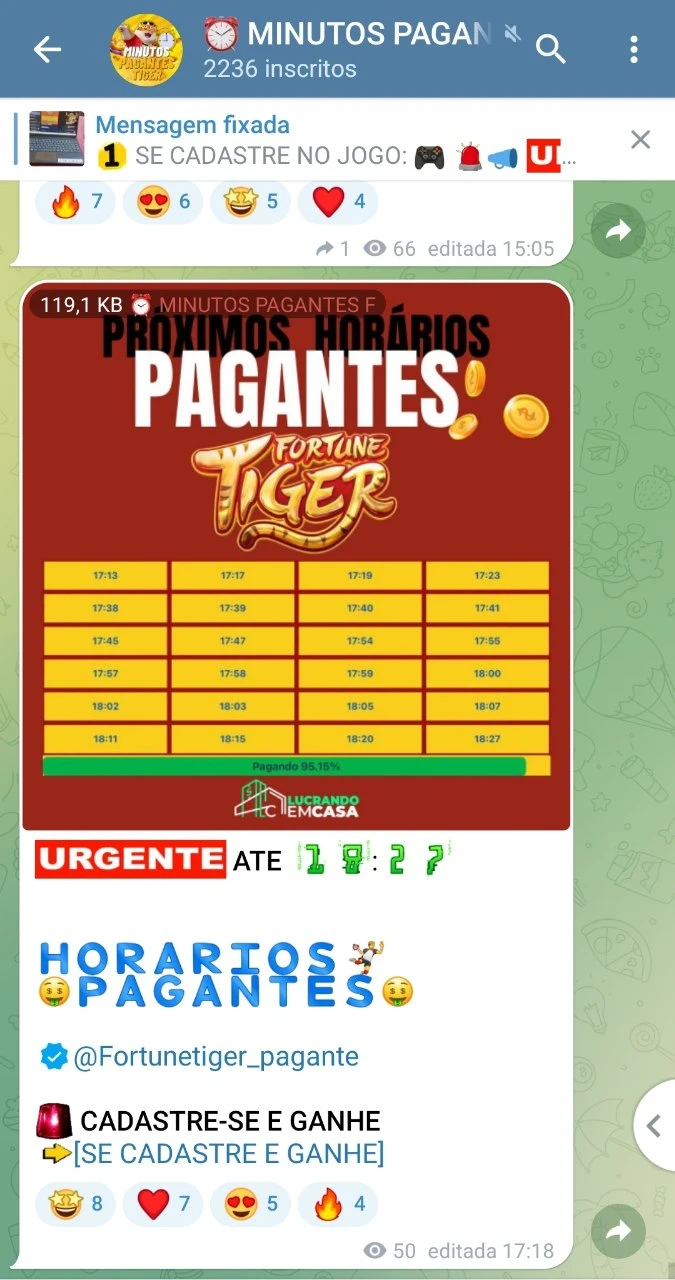 horario que o fortune tiger paga