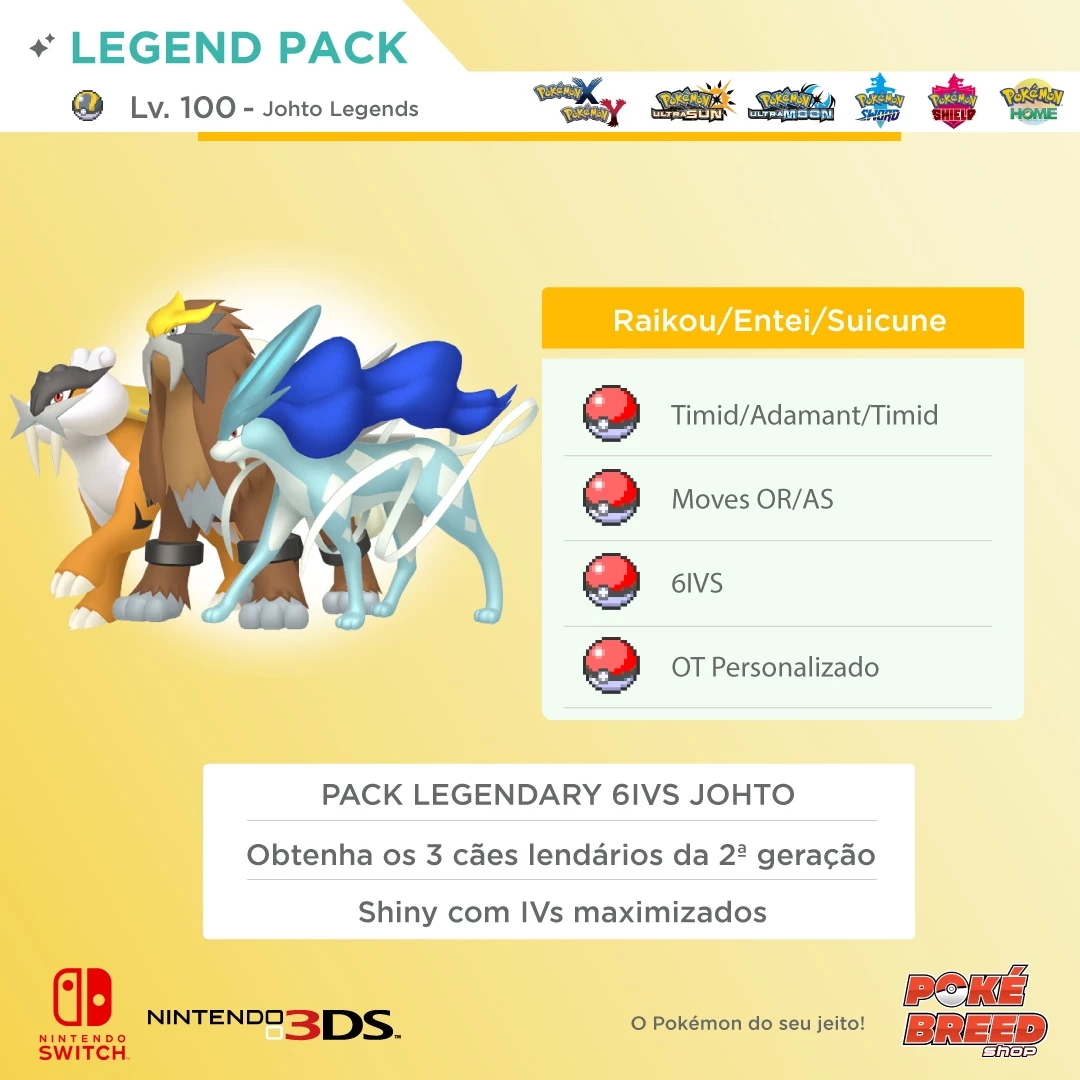 Pacote Raikou/Entei/Suicune Shiny 6Ivs - Outros - DFG