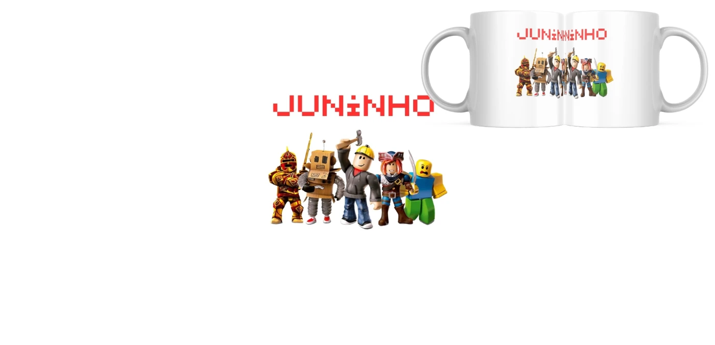 produtos personalizados com sua skin de roblox! camiseta e caneca