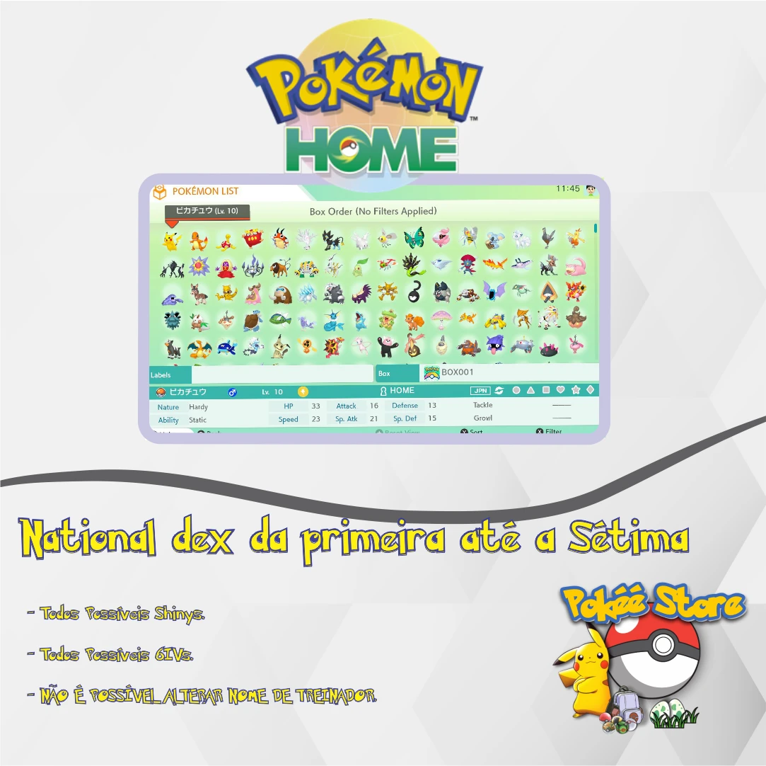 Pokémons Da 1ª Até A 7ª Geração Todos Para Seu Pokémon Home