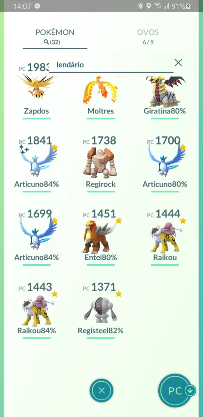 Conta Pokemon Go Level 33, 23 Shiny E 32 Lendários - DFG