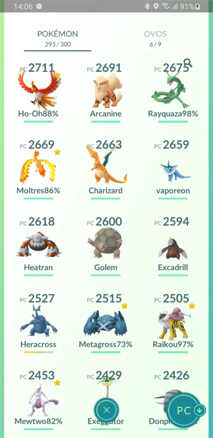 Pokémon GO > Conta lv 34 com 38 shiny, 56 lendários, 49 pokémons 100IV 3  shiny lendário.