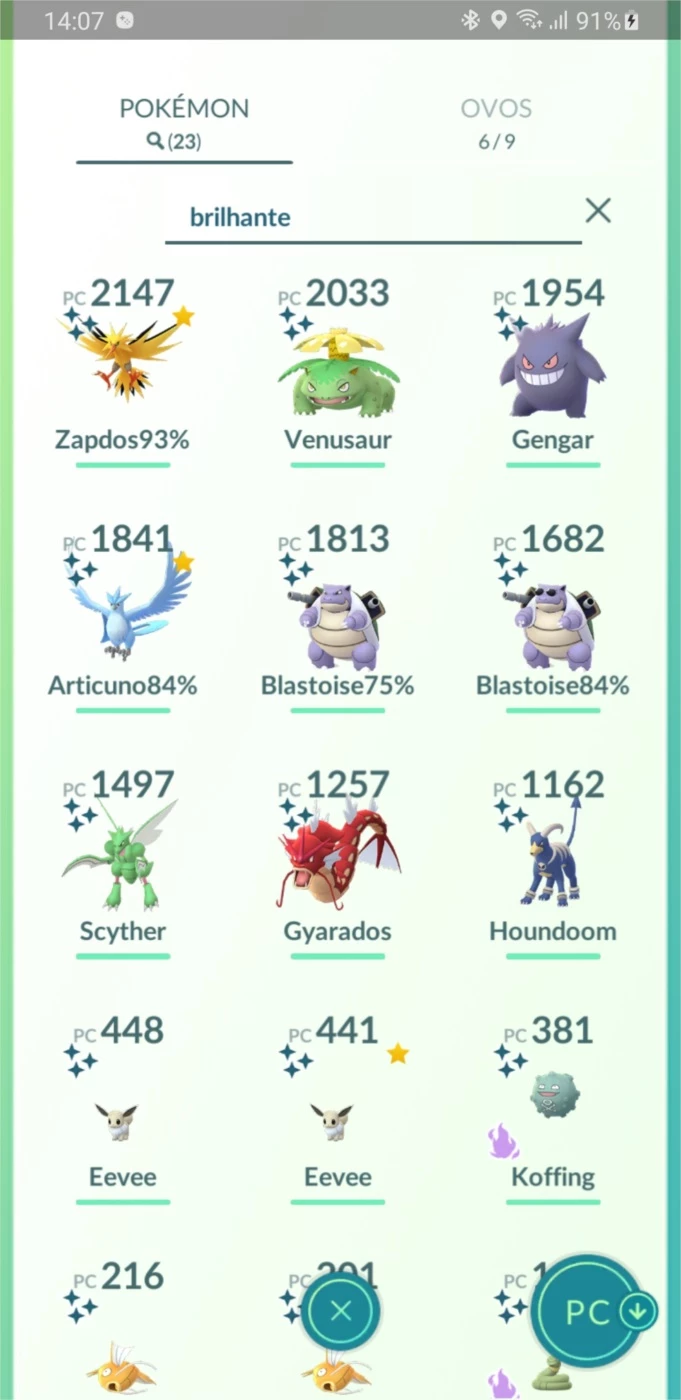 Pokémon GO > Conta lv 34 com 38 shiny, 56 lendários, 49 pokémons 100IV 3  shiny lendário.