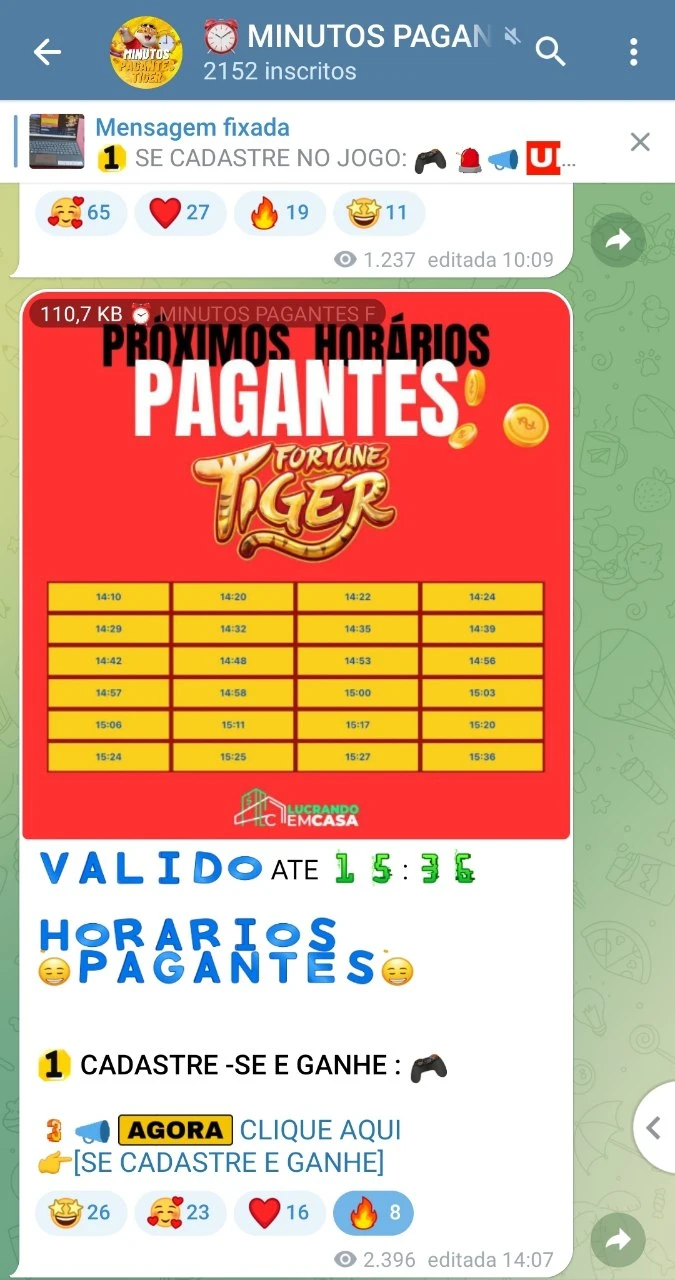 tabela minutos pagantes fortune tiger