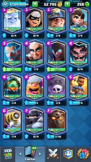 Desapego Games - Clash Royale > CONTA CLASH ROYALE TORRE LEVEL 12+266  GEMAS+98% FULL CARTAS+4 ANOS DE JOGO