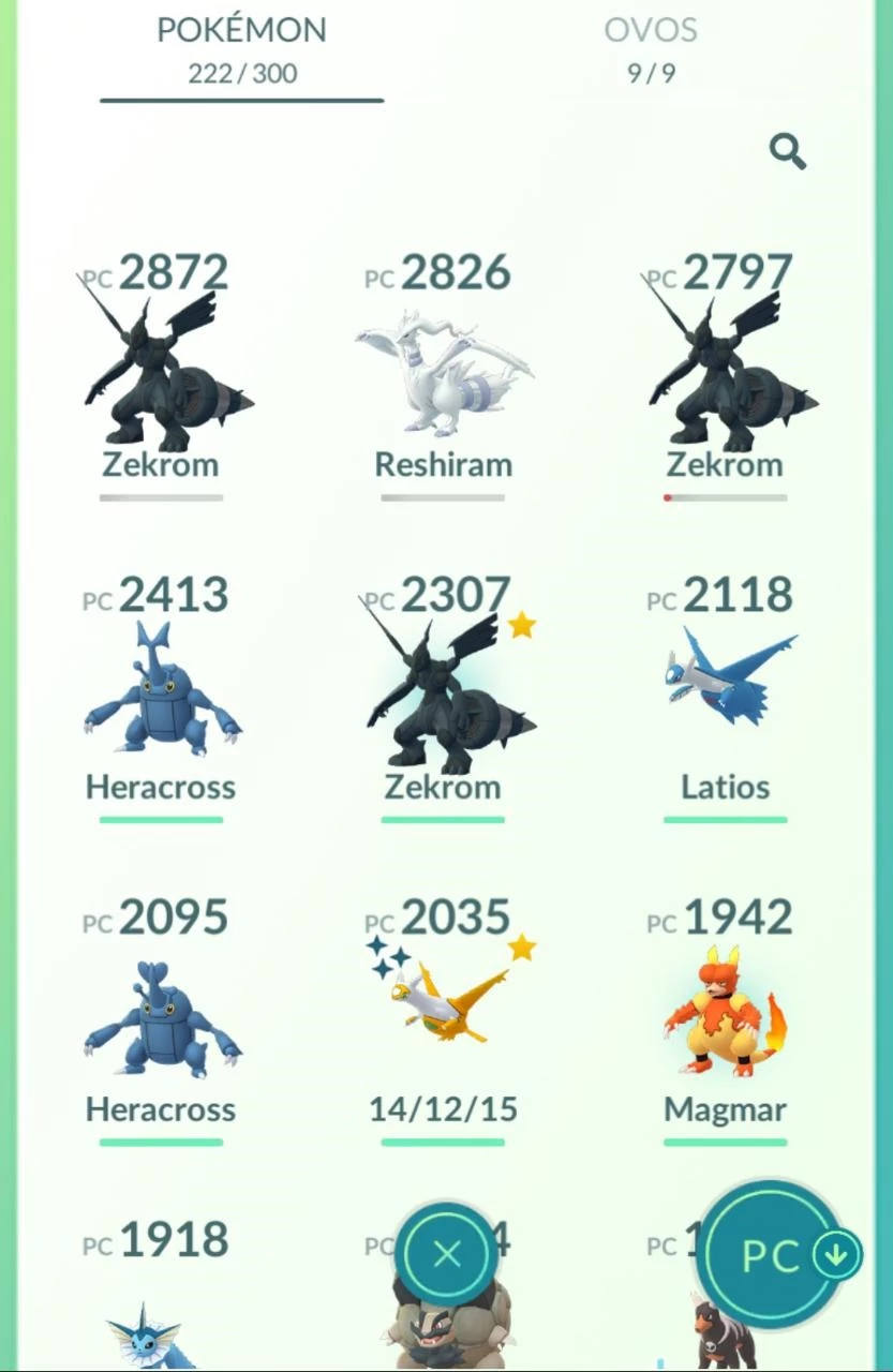 Pokémon GO > Conta lv 34 com 38 shiny, 56 lendários, 49 pokémons 100IV 3  shiny lendário.