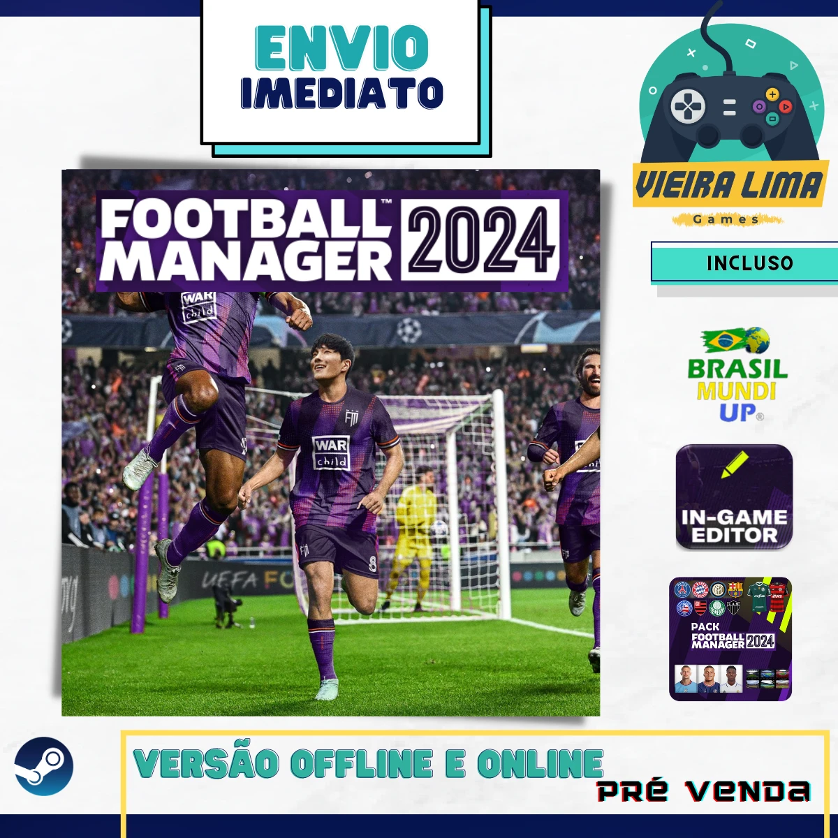 Football Manager 2024 Steam Original Online Brasil - Na sua conta