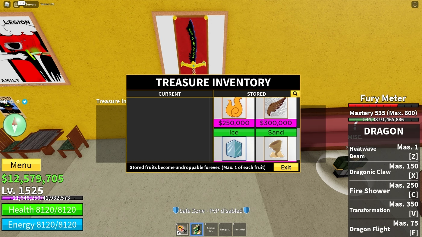 Conta Blox Fruits - Lvl 1525 Dragon + Death Step + Santa Hat - Outros - DFG