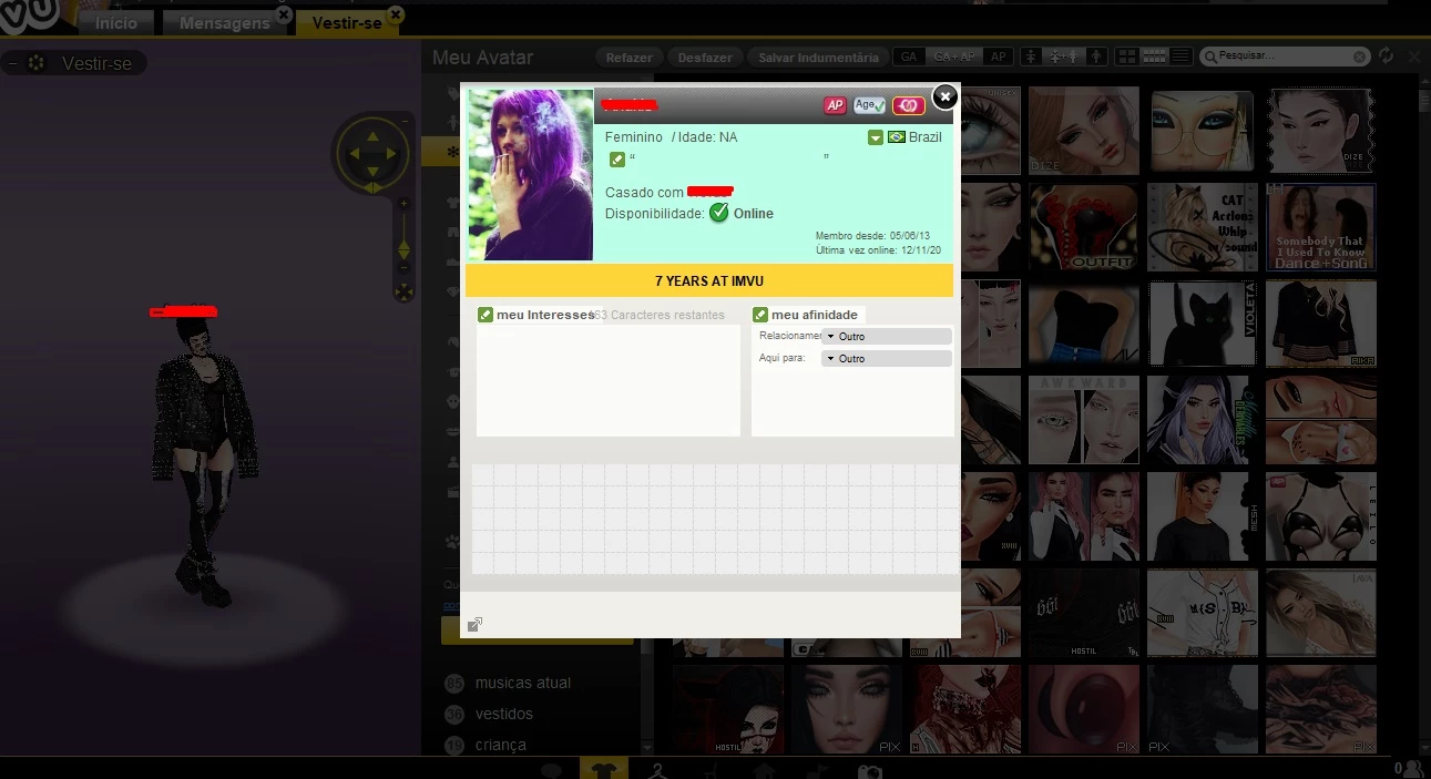Conta Imvu Age,Ap,Marriage,Greeter+ Muitos Produtos Da Loja - Outros - DFG