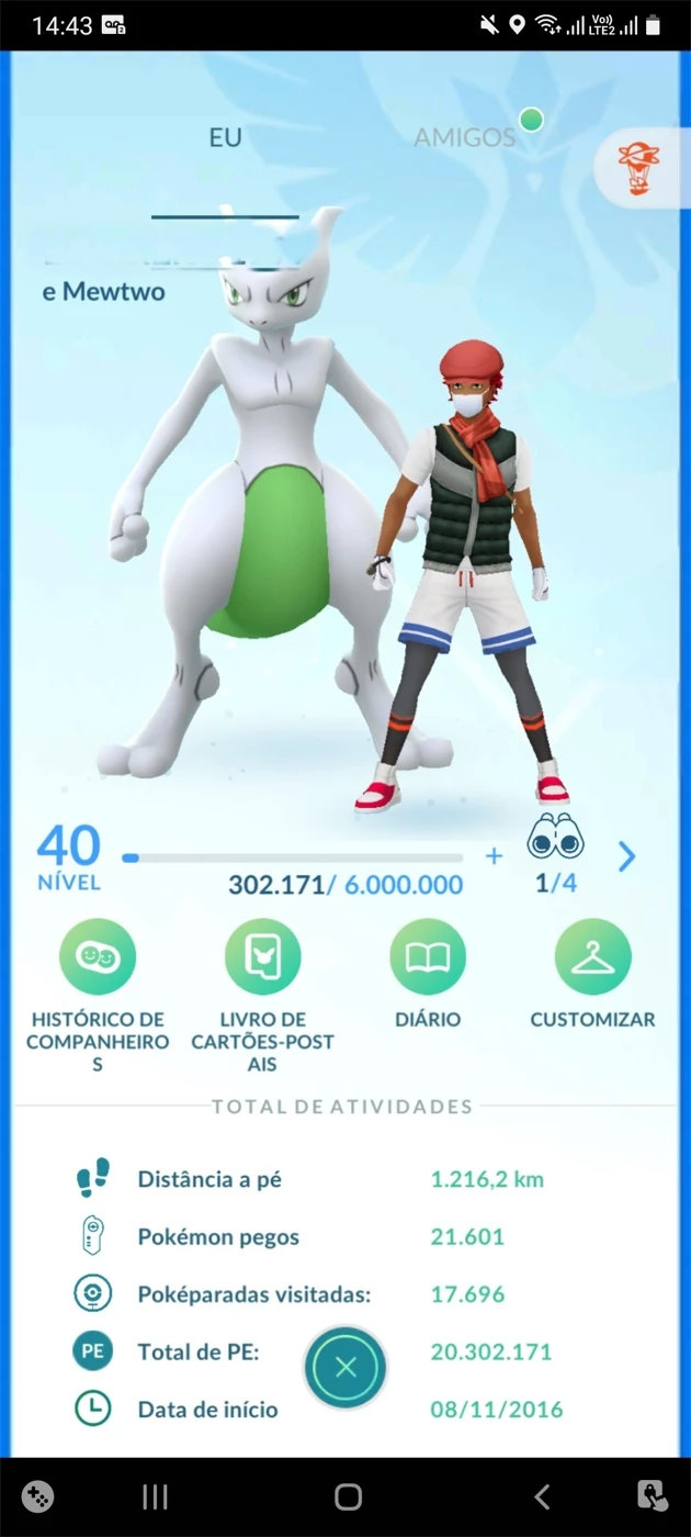 Mewtwo Pokémon Go - (Leia A Descrição) Lendário Pc 2100+ - Pokemon Go - DFG