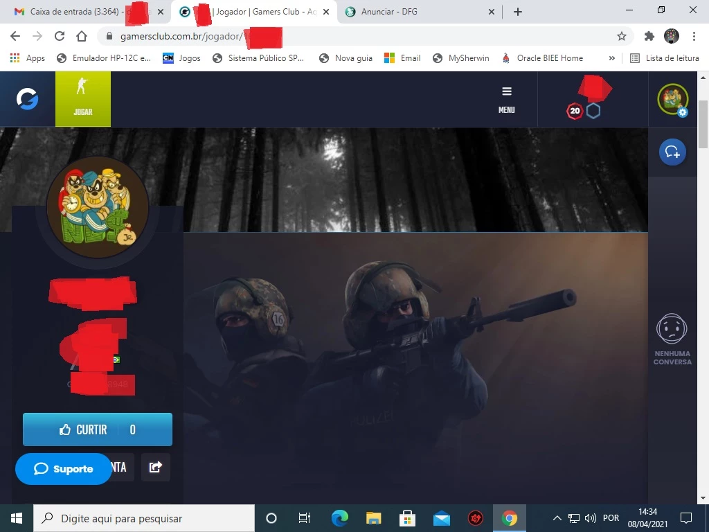 Conta De Cs:Go Lvl 20 Na Gamersclub (Com Prime) - Counter Strike - DFG