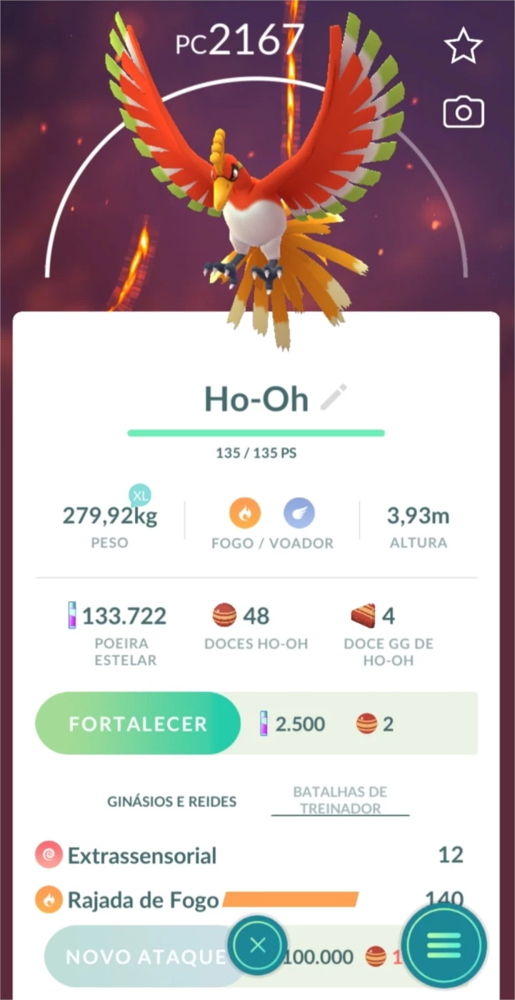 Ho-Oh Pokémon Go - (Leia A Descrição) Lendário Pc 1900+ Hooh