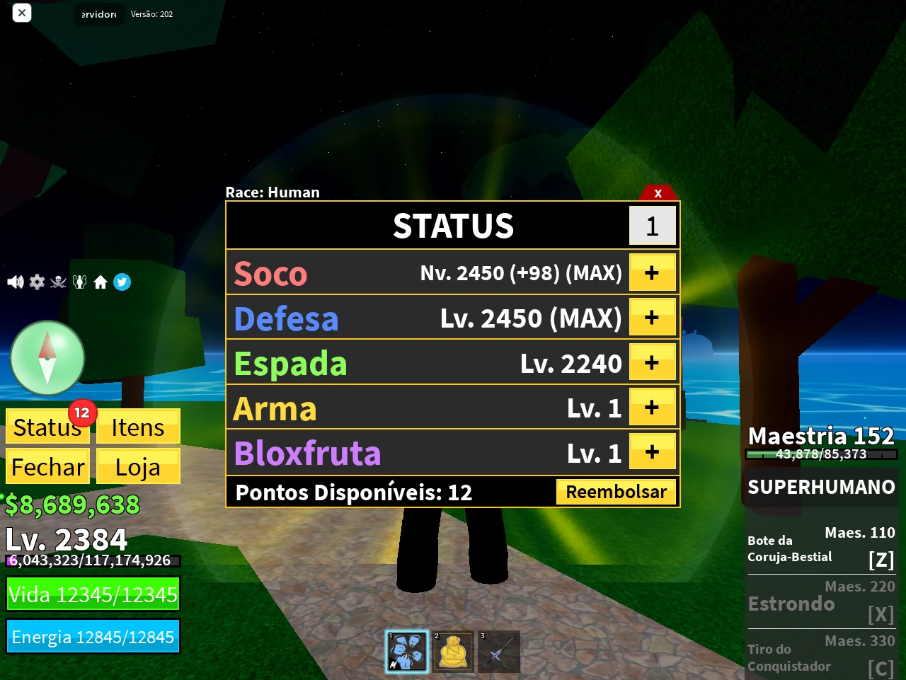 Desapego Games - Roblox > conta blox fruits level750 sea 2 com FRUTA HUMANO  BUDDHA barata!!