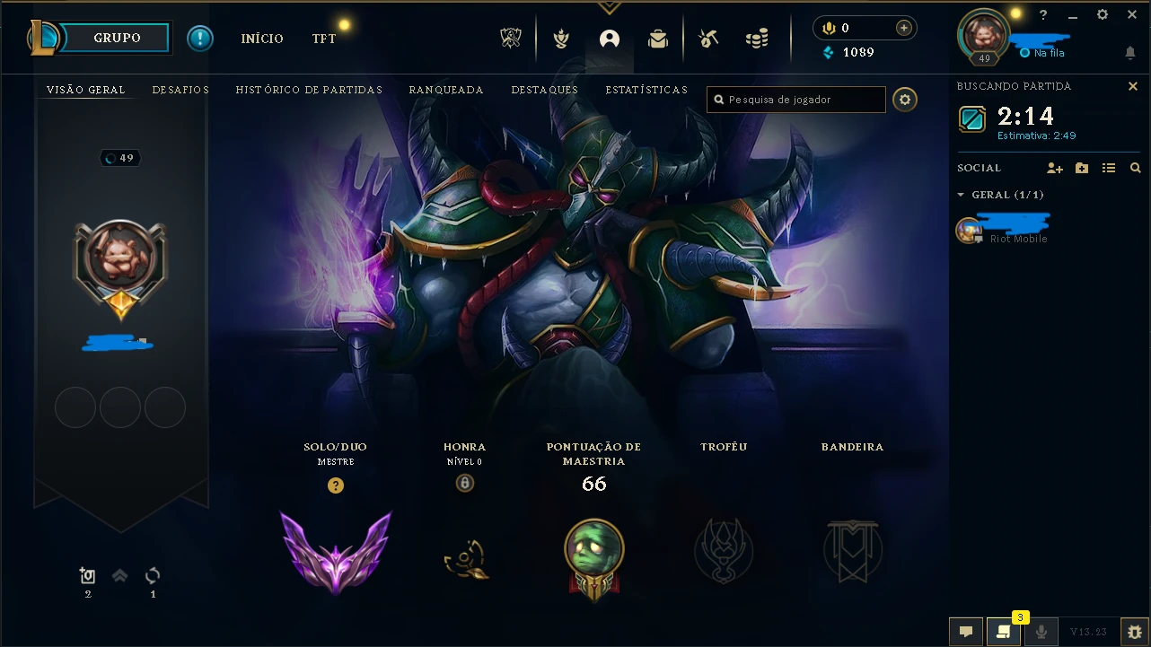 Conta Lol Tier Mestre, 213 Skins - League Of Legends - DFG