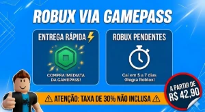 Robux Gamepass | Não Cubro Taxa | Pago Na Hora (5-7 Dias) - Roblox