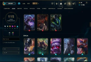 Ouro 4 com 120 Champs e 115 Skins ( MID / ADC / JG ) - League of Legends LOL