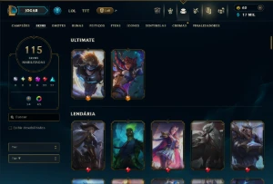 Ouro 4 com 120 Champs e 115 Skins ( MID / ADC / JG ) - League of Legends LOL