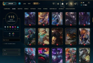 Ouro 4 com 120 Champs e 115 Skins ( MID / ADC / JG ) - League of Legends LOL