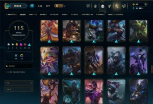 Ouro 4 com 120 Champs e 115 Skins ( MID / ADC / JG ) - League of Legends LOL